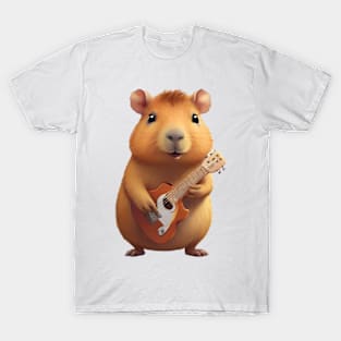 Cute capybara playing the guitar T-Shirt